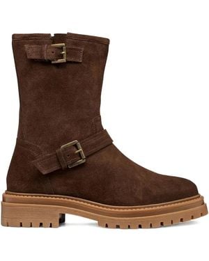 Geox Buckle-Embellishment Suede Boots - Brown
