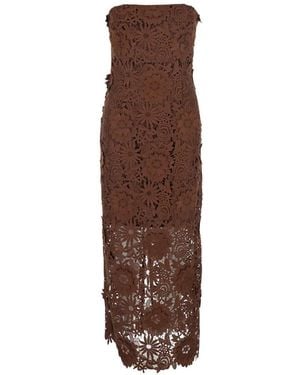 ROTATE BIRGER CHRISTENSEN 3D Lace Midi Dress Dark - Brown