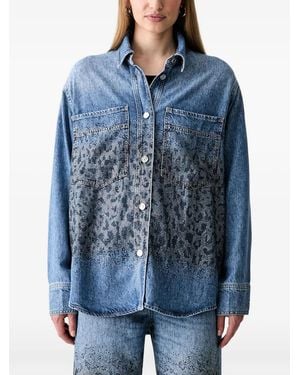 Liu Jo Rhinestone-Embellished Leopard-Print Shirt - Blue