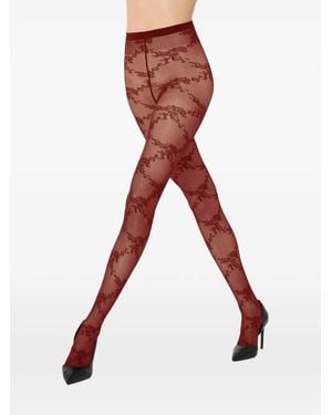 Wolford Strumpfhose Mit Spitze - Rot