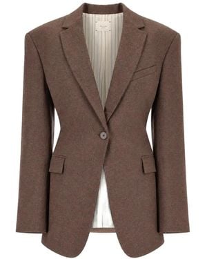 Alysi Single-Breasted Flannel Blazer - Brown