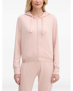 Guess Logo-Embroidered Zip-Up Hoodie - Pink