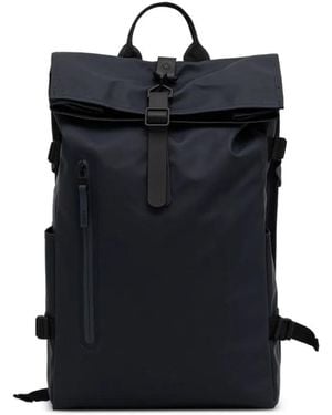 Rains Large Rolltop Buckled Backpack - Black