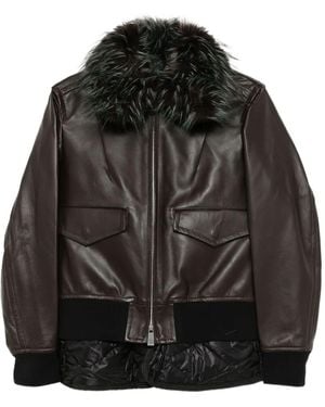 Sacai Chaqueta de cuero 2 en 1 - Negro