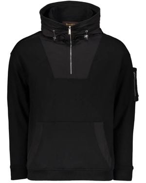 Moorer Zip-Pocket Fleece Hoodie - Black