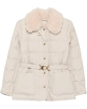 Moncler Shearling-Collar Quilted Jacket - Natural