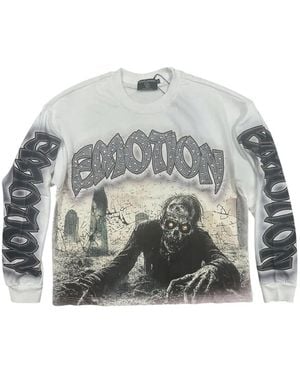 Mixed Emotions Resurrection Long-Sleeve Graphic-Print Cotton T-Shirt - Grey