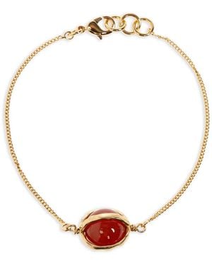 Jil Sander Stone-Pendant Chain Bracelets - White
