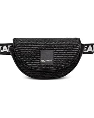 KARL LAGERFELD Woven Logo-Strap Belt Bag - Black