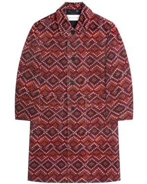 Dries Van Noten Printed Corduroy Mac Coat - Red
