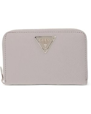 Guess Laurel Logo-Plaque Zip-Around Wallet - Grey