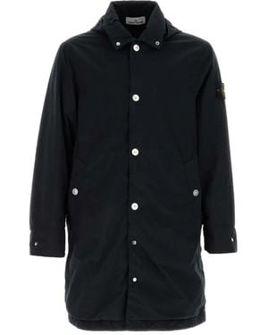 Stone Island Hooded Coat - Black