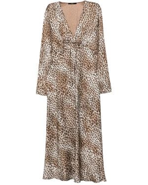 Seventy Leopard-Print V-Neck Dress - Natural