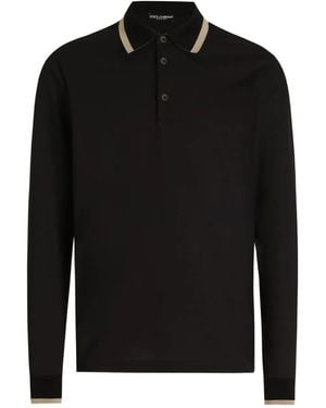 Dolce & Gabbana Long-Sleeved Polo Shirt - Black