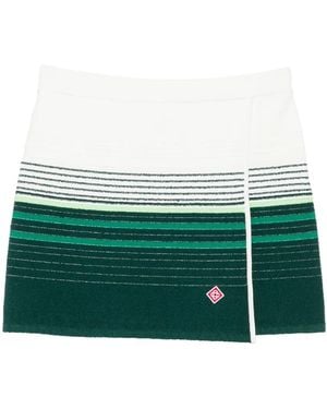 CASABLANCA Striped Wrap-Front Mini Skirt - Green
