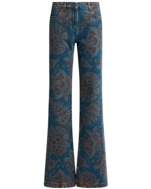 Etro Vaqueros Con Estampado Floral - Azul