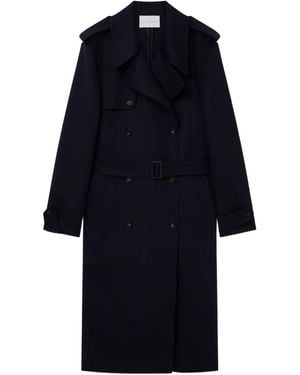 Stella McCartney Trench Doppiopetto Con Cappuccio - Blu