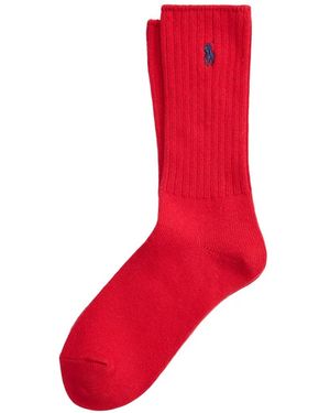 Polo Ralph Lauren Gerippte Socken Mit Stickerei - Rot