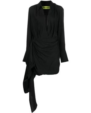 GAUGE81 Gravia Draped Silk Mini Dress - Women's - Cupro/acetate/silk - Black
