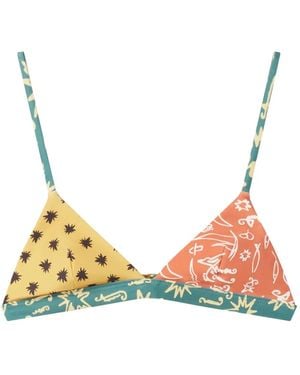 Donde Esteban Star-Print Triangle Bikini Top - Natural