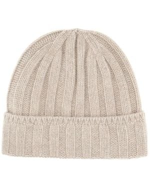 Vanisé Ribbed-Knit Cashmere Beanie Hat - Natural
