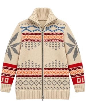 Giada Benincasa Intarsia-Knit Zip-Up Coat - Red