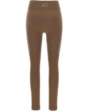 Fendi Seamless Logo-Pattern Leggings - Brown