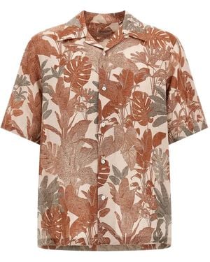 Herno Tropical-Print Linen Shirt - Pink