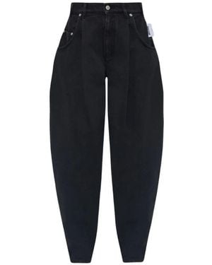 Moschino Pleated Tapered Jeans - Black