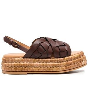Tod's Leather Platform Espadrilles - Brown