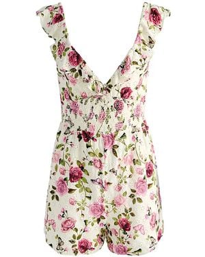 Alice + Olivia Mono Corto Gemma Con Estampado Floral - Blanco