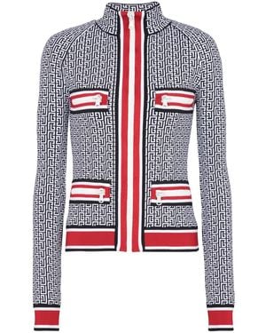 Balmain モノグラム カーディガン - レッド