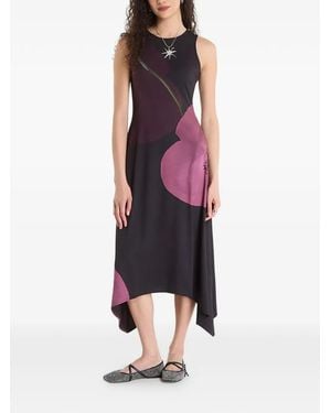 Desigual Robe Mi-Longue À Fleurs - Black