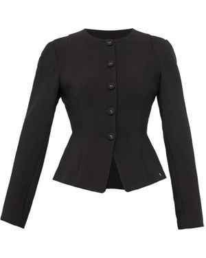 Nissa Single-Breasted Fitted Blazer - Black