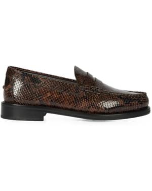 Paul Smith Dunkelbraune Rialto Loafer Mit Schlangeneffekt