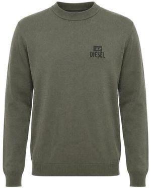DIESEL Logo-Embroidered Crew-Neck Jumper - Green
