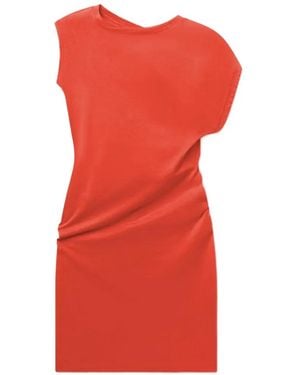 Agolde Beth Ruched Sleeveless Mini Dress - Red