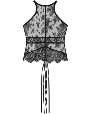 Emergency Room Lace-Overlay Tie-Fastening Top - Black