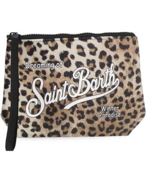 MC2 Saint Barth Aline Leopard-Print Clutch Bag - Black
