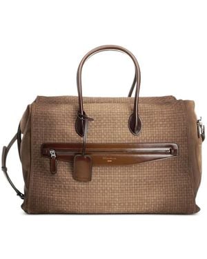 Santoni Woven-Design Holdall - Brown