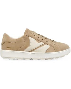 Geox Spherica Ecub-1 Panelled Lace-Up Trainers - Natural