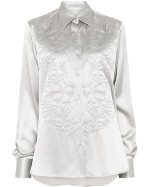 Ermanno Scervino Floral-Embroidered Shirt - Gray