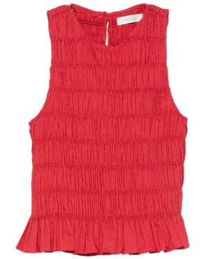 Faithfull the Brand Cales Smocked Peplum Top - Red