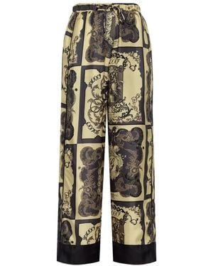 Ganni Graphic-print silk trousers - Neutro