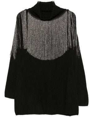 Pinko Fringe-Detail Roll-Neck Knit - Black