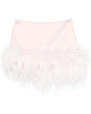 retroféte Florriette Mini-Rok Met Veren Afwerking - Roze