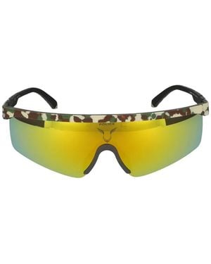 Police Camouflage-Print Rubberised Sunglasses - Yellow