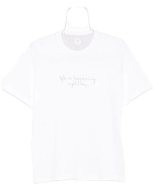 Eleventy Embroidered Crew-Neck T-Shirt - White