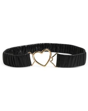 Dolce & Gabbana Heart-Buckle Ruched Belt - Black