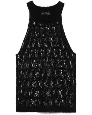Roberto Collina Lace-Effect Knitted Top - Black